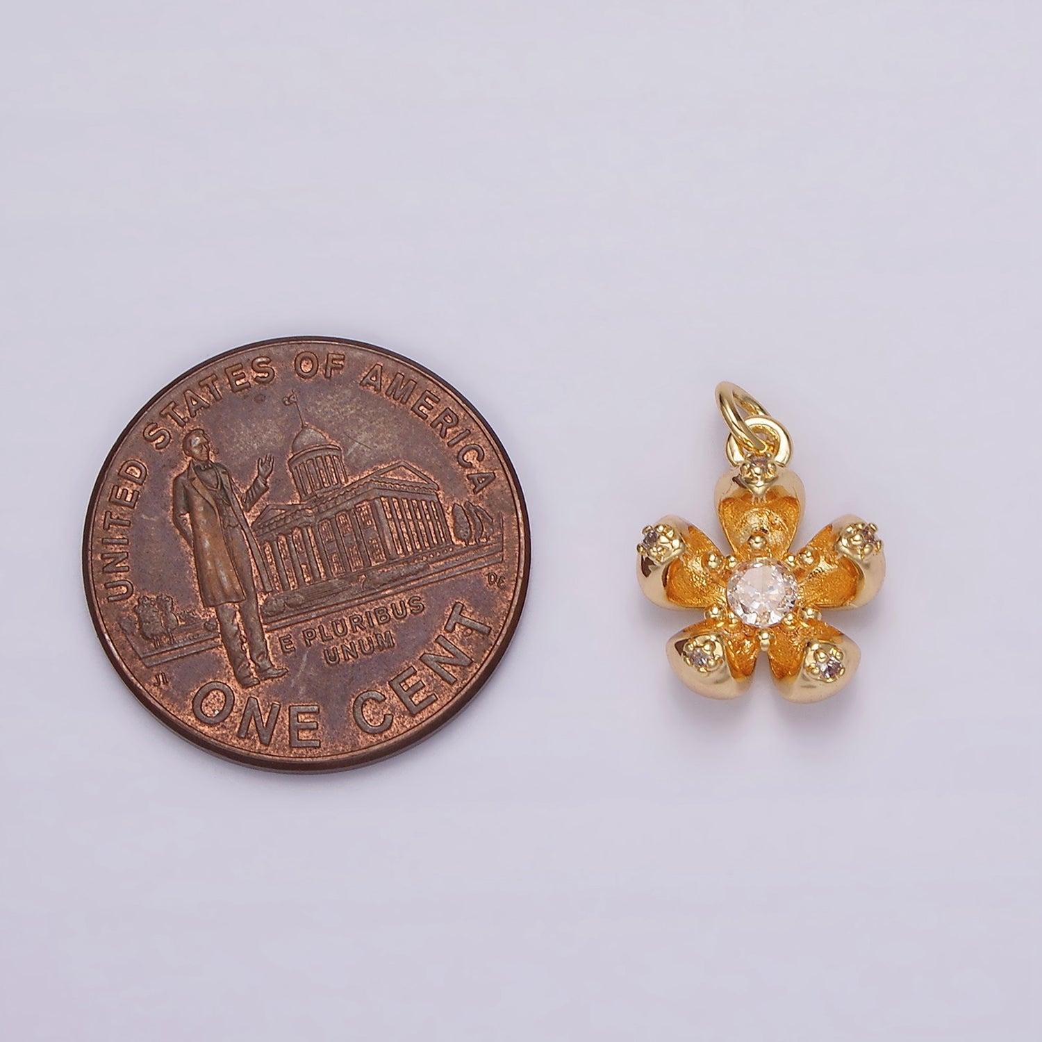 24K Gold Filled Clear, Pink CZ Flower Charm | AG547 AG548 - DLUXCA