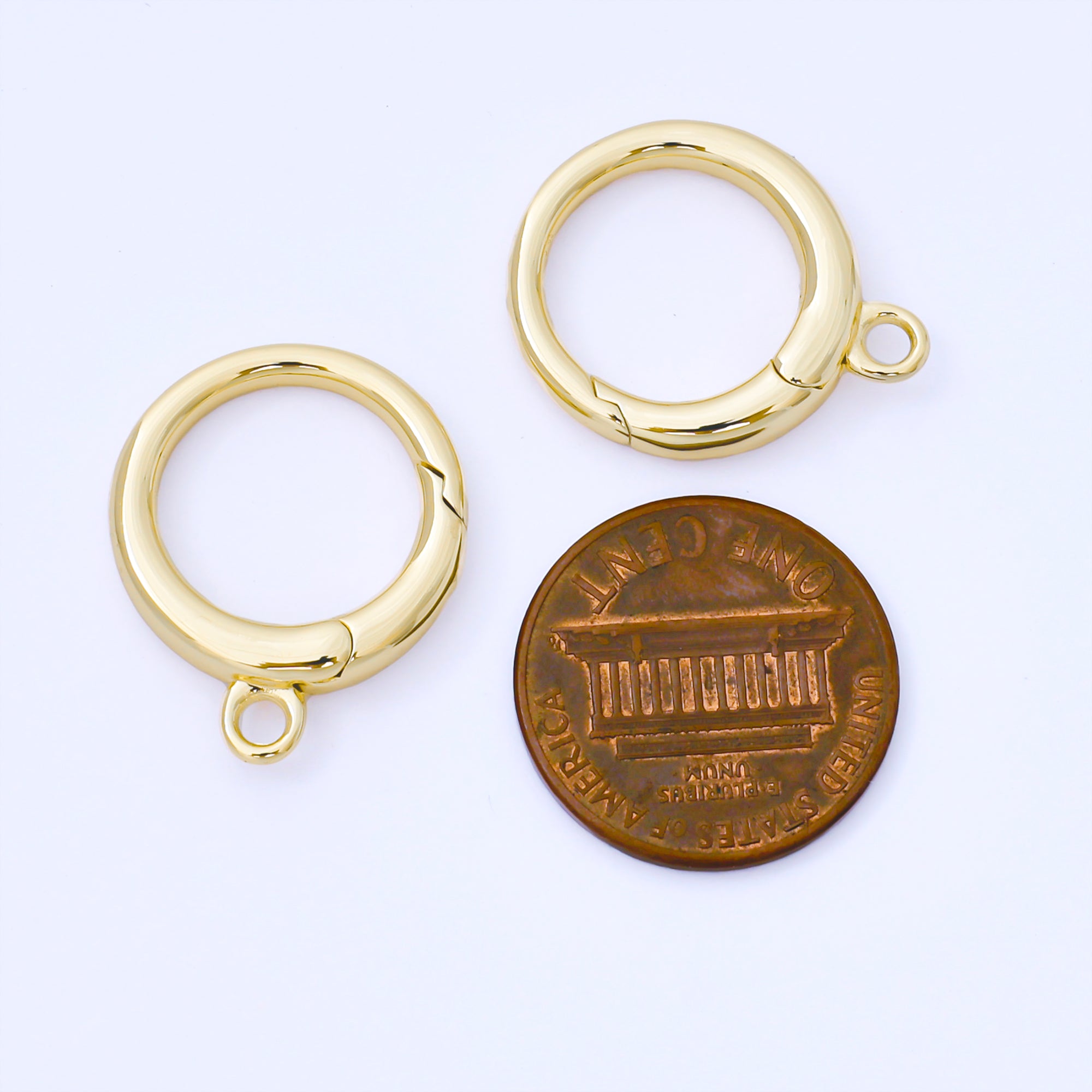 14K Gold Filled 22mm Minimalist Round Push Gate Clasp Open Charm Finding | Z1345