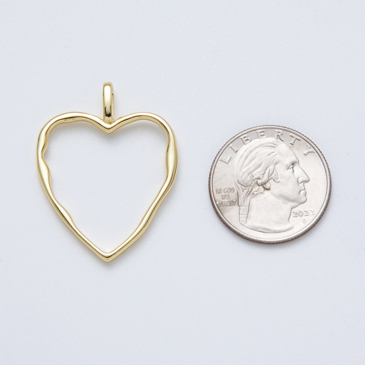 14K Gold Filled 36.3mm Minimalist Open Molten Heart Charm | Charms-00030