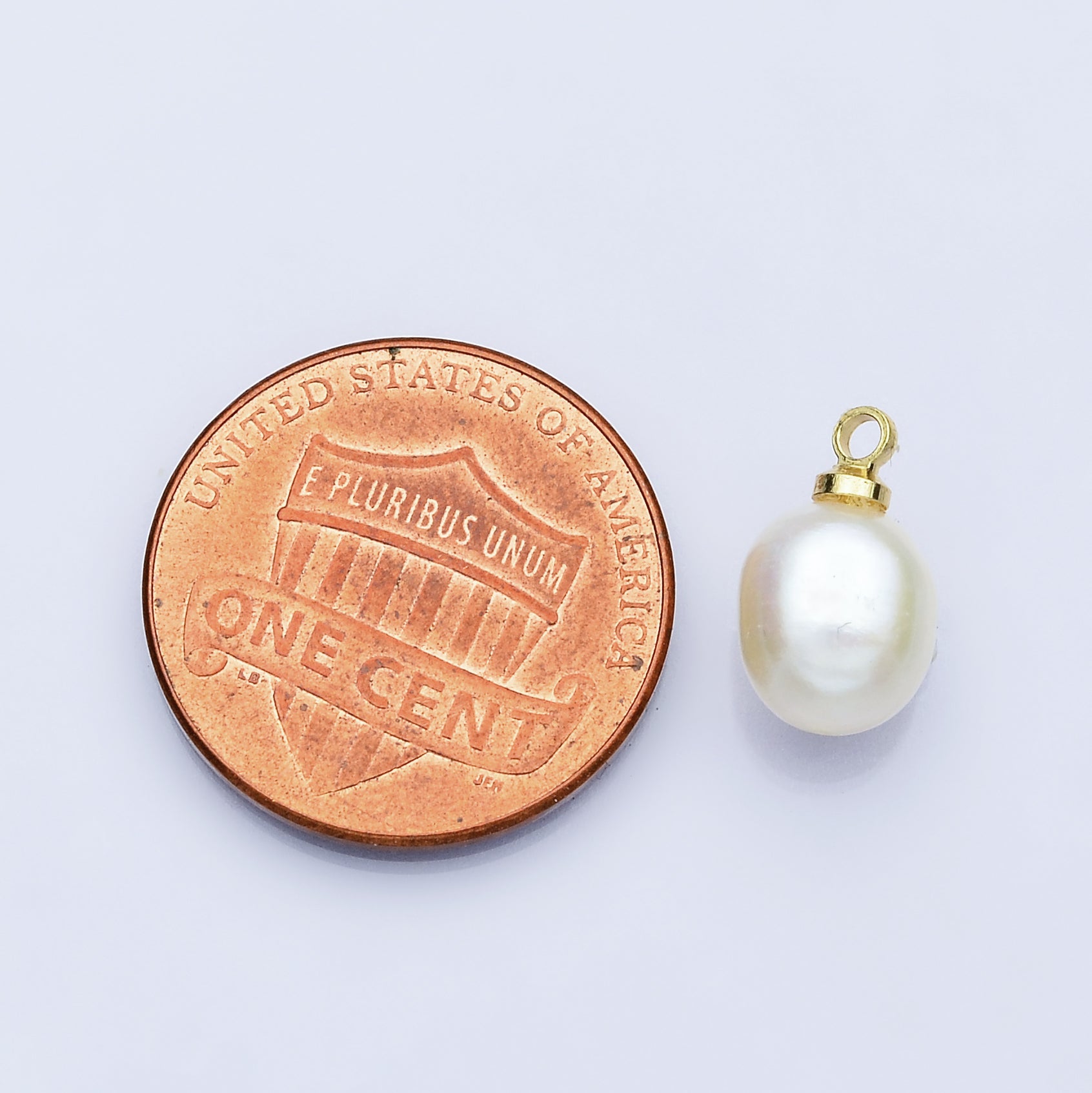 18K Gold Filled 12.5mm Shell Pearl Oval Button Charm | P1618