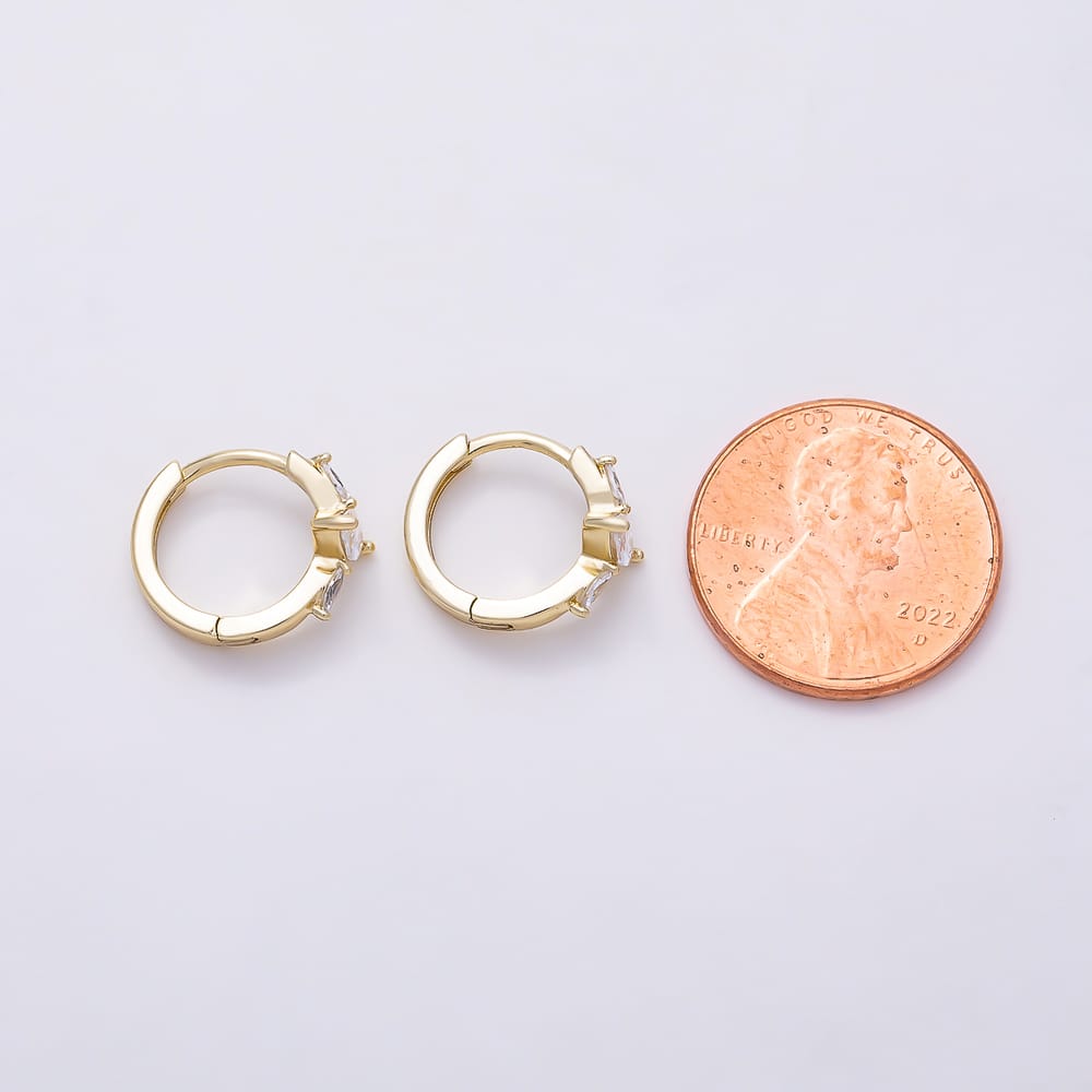 14K Gold Filled 12mm Clear Marquise CZ Triple Cartilage Solitaire Huggie | Earrings-01210