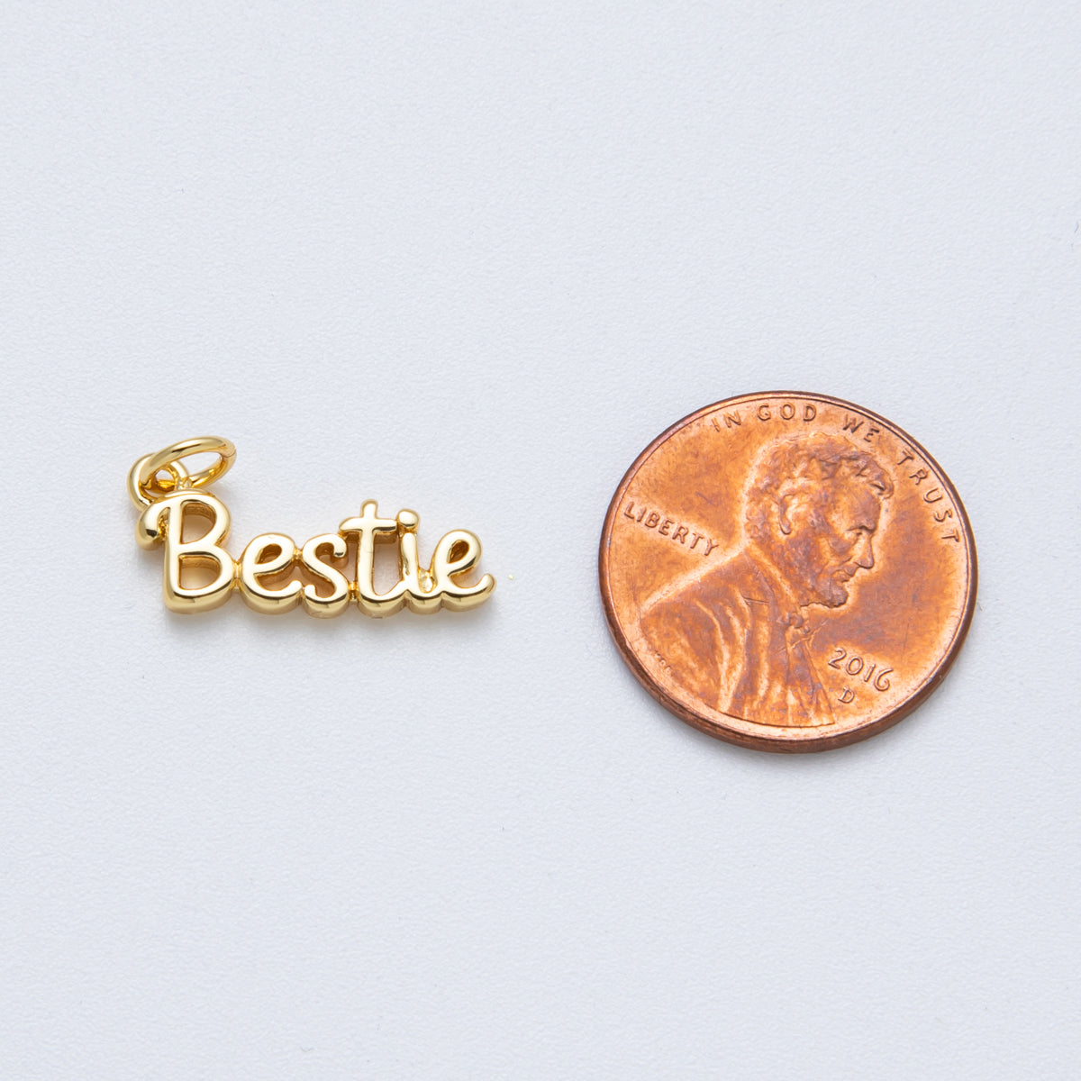 14K Gold Filled 18.5mm "Bestie" Minimalist Script Charm | Charms-00025