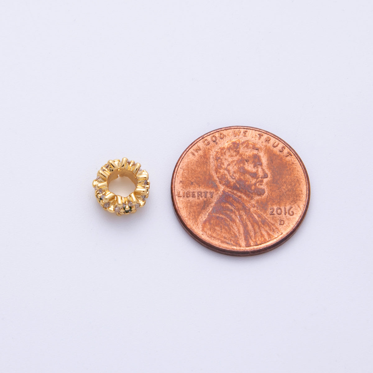 14K Gold Filled 7.8mm Green CZ Flower Spacer Bead | Bead-200003