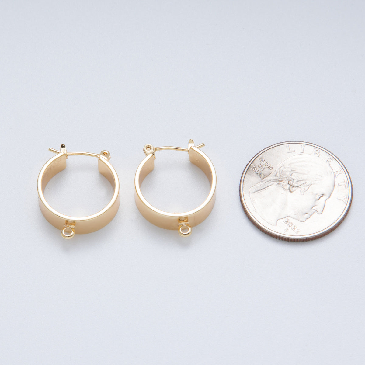 14K Gold Filled 22mm Minimalist Wide Drop Latch Hoop Earrings | Findings-400003