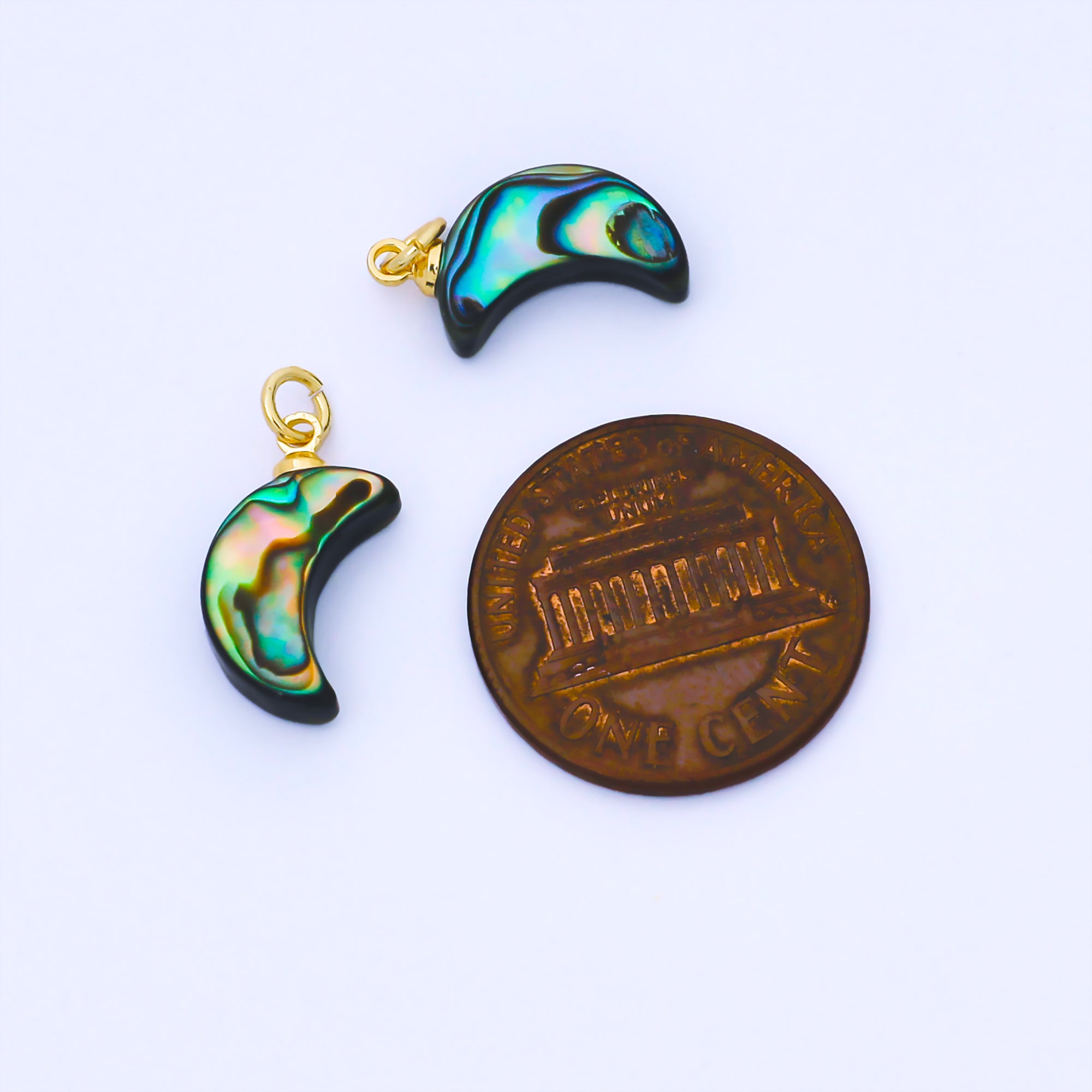 14K Gold Filled 15.5mm Abalone Crescent Moon Charm | AF585