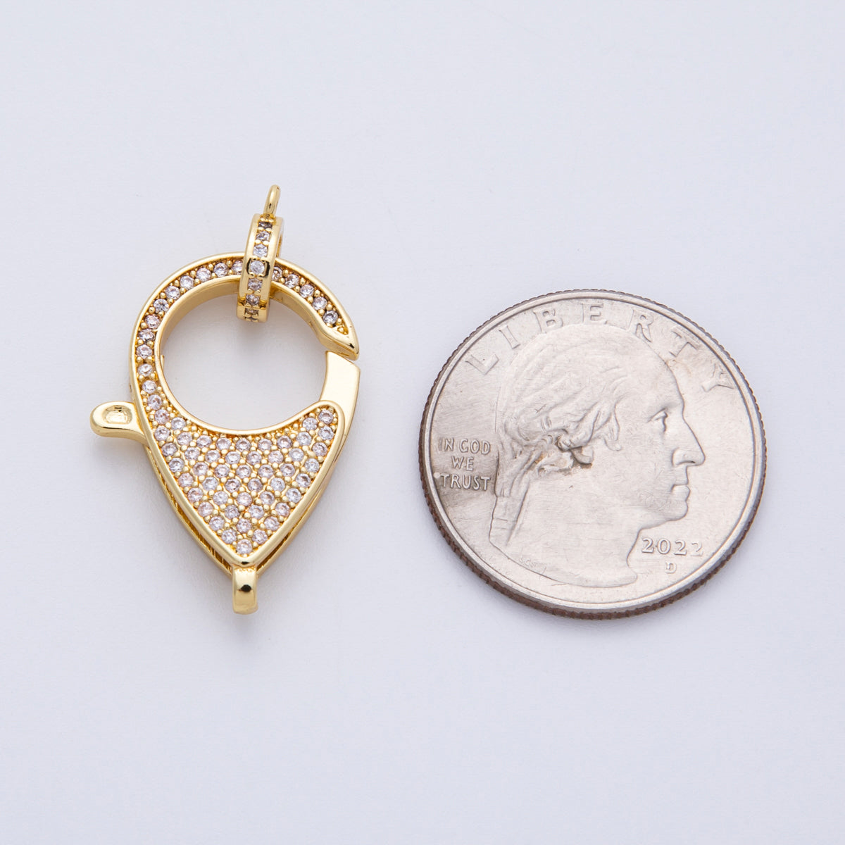 14K Gold Filled 26.5mm Micro Paved CZ Lobster Claw Clasps Finding | Z1524