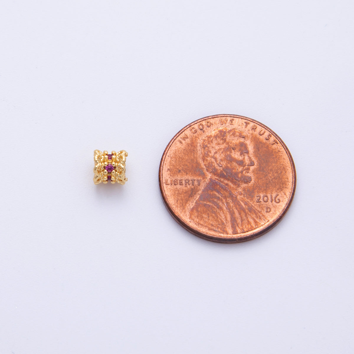 14k Gold Filled 4mm Fuchsia CZ Rope Crown Spacer Beads | Bead-200002