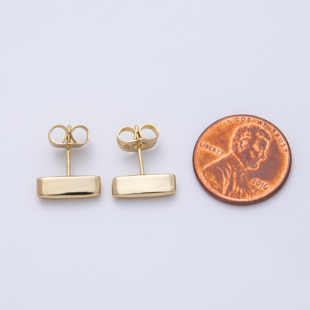 14K Gold Filled 14.5mm Minimalist Rectangular Stud Earrings | Earrings-020025