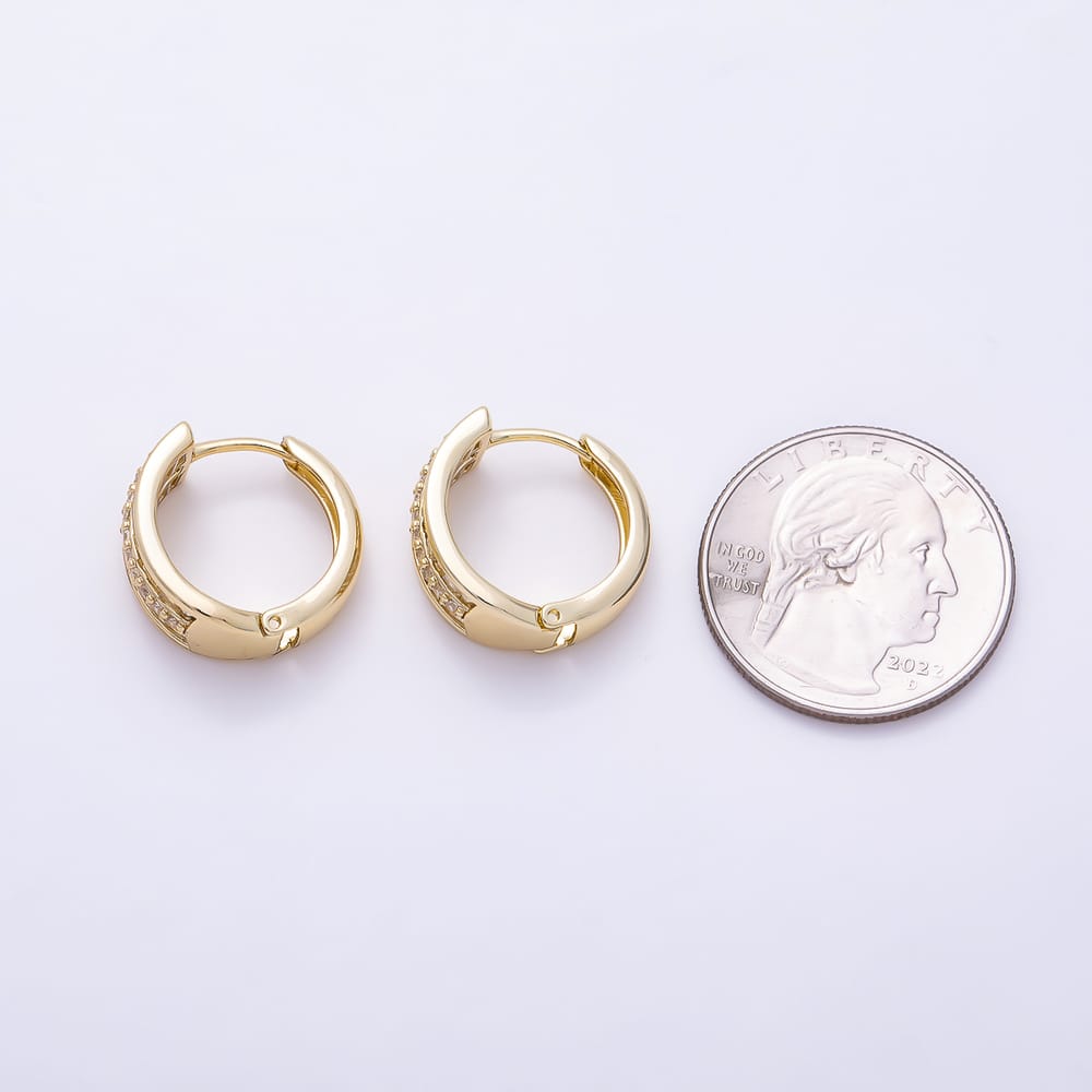 14K Gold Filled 18mm Clear, Multicolor Baguette Micro Paved CZ Triple Band Hoop Earrings | Earrings-01142 Earrings-01143