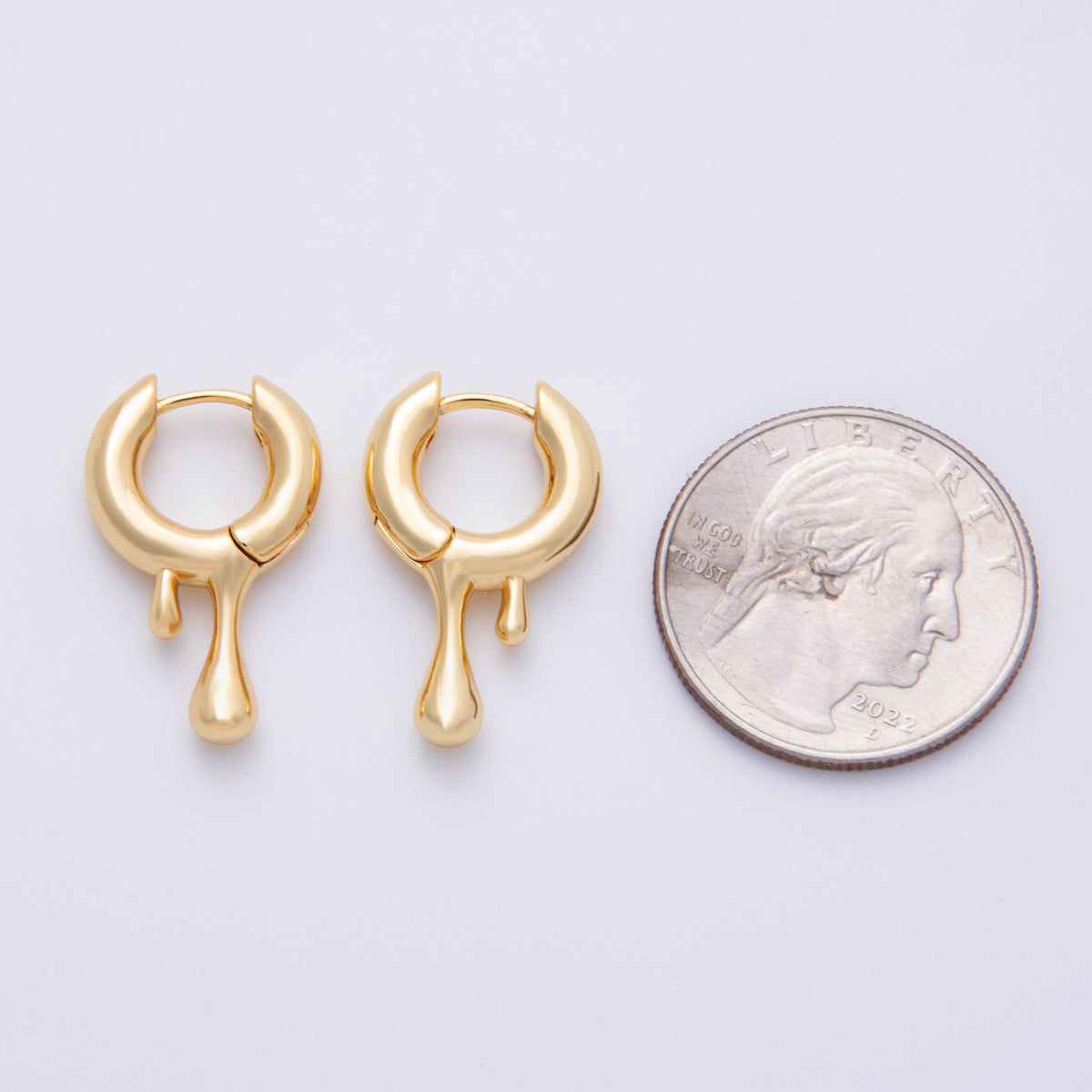 14K Gold Filled 25mm Simple Drip Metal Hoop Earrings | Earr-020022