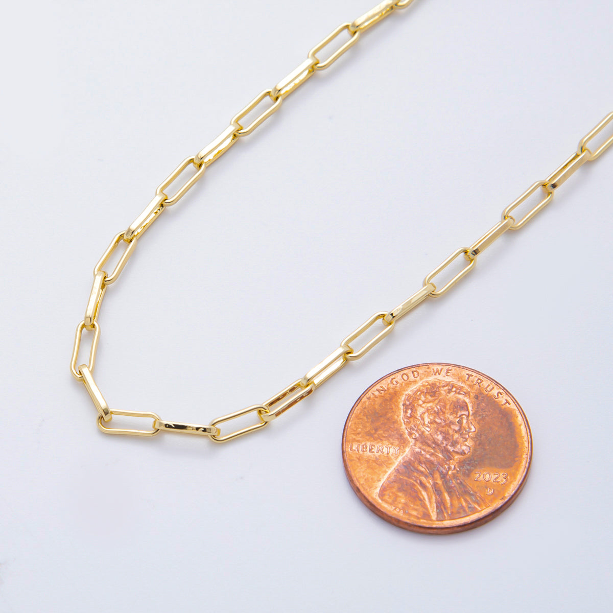 16K Gold Filled Minimalist Paperclip Chain 16.34 Inch Choker Necklace | WA-04152