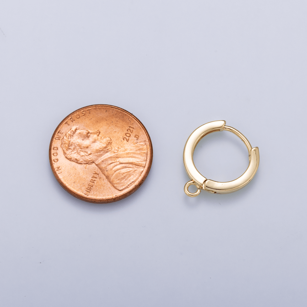 16K Gold Filled 14mm Minimalist Loop Drop Huggie Earring Findings | Findings-00197