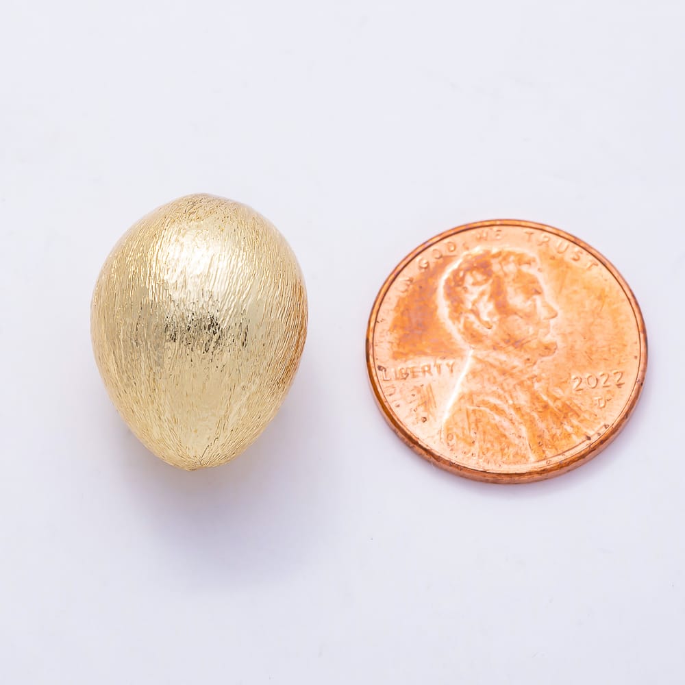 16K Gold Filled 29mm Textured Stippled Plump Rice Spacer Bead | Beads-00595