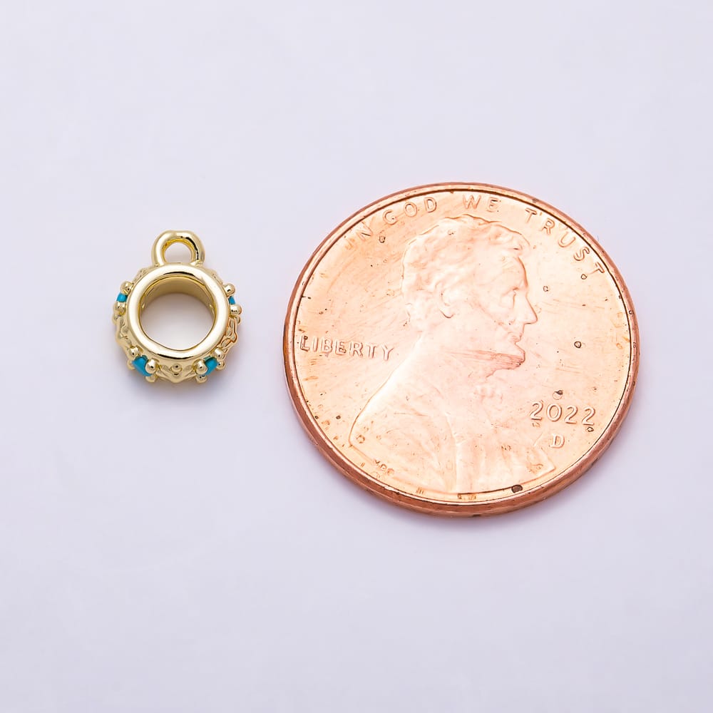16K Gold Filled 8.5mm Blue Turquoise Gemstone Celestial Drop Rondelle Bail Findings | Findings-00677