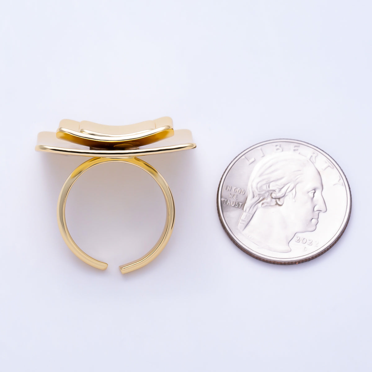 16K Gold Filled Concave Multi Layer Square Geometric Ring | Rings-00348