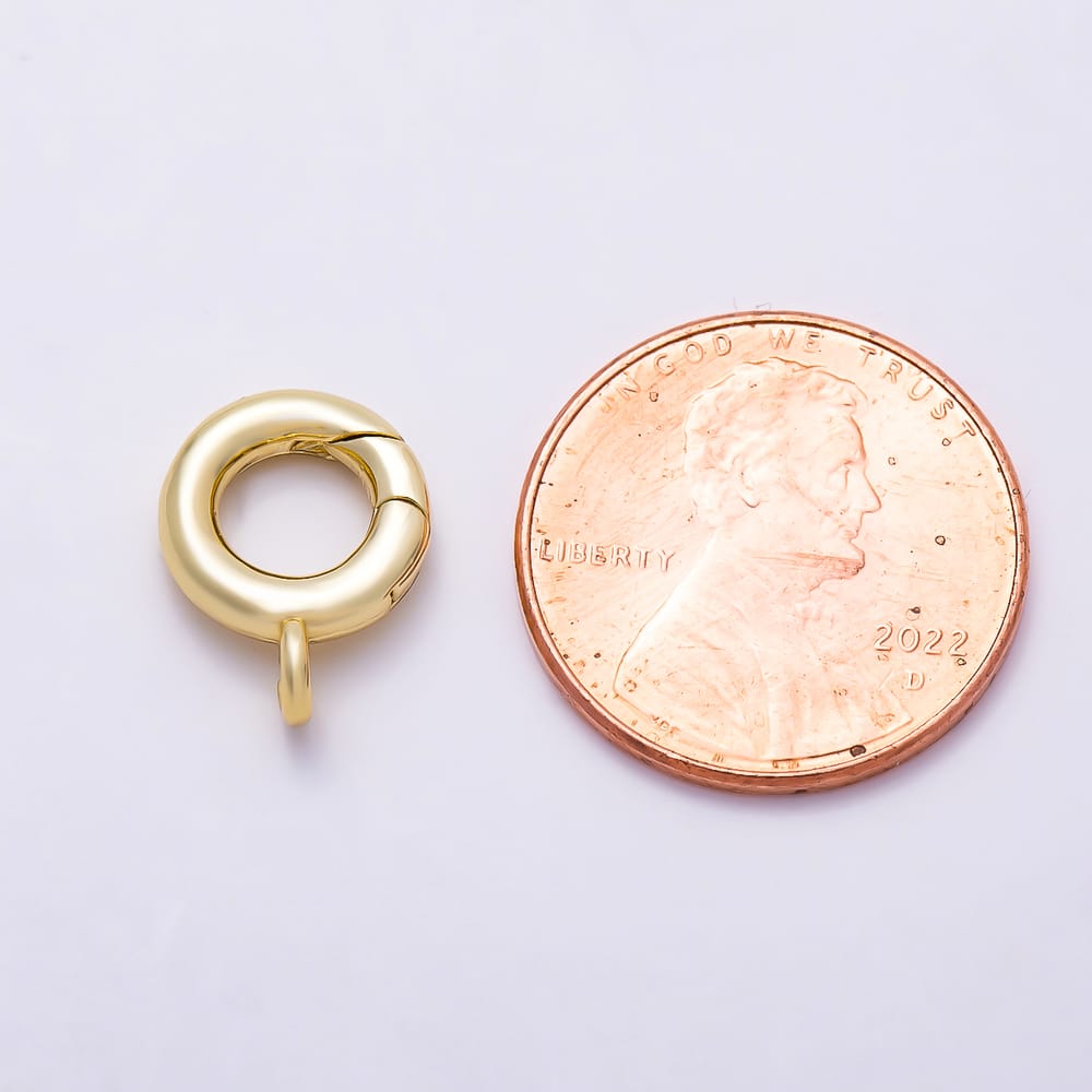 16K Gold Filled 13mm Minimalist Push Gate Round Spring Closure Findings | Findings-00686