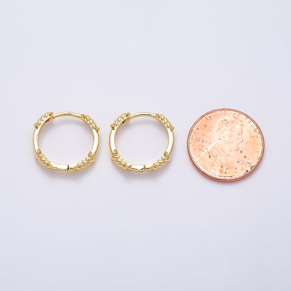 16K Gold Filled 16mm Barbed Wire Huggie Hoop Earrings| Earrings-00964