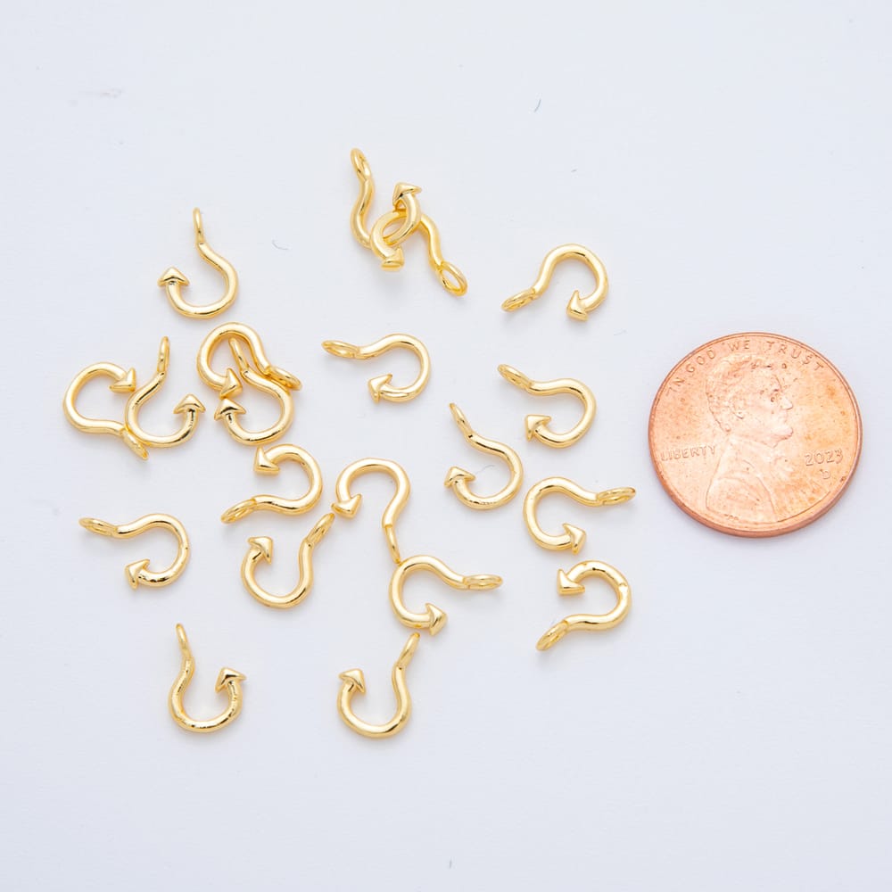 16K Gold Filled 10mm Arrow S-Hook Minimalist Enhancer Clasp Closure Findings by 5 Pieces | Findings-00214