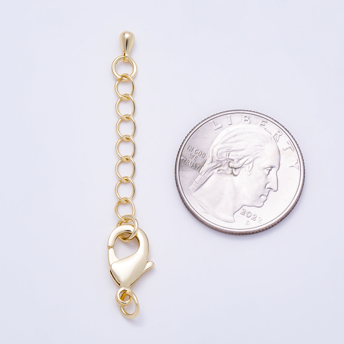 16K Gold Filled 15mm Minimalist Lobster Claw Clasps 2 Inch Teardrop Chain Extender | Findings-00495