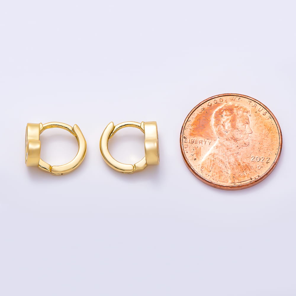 16K Gold Filled 11mm Bezel Set Clear CZ Heart Huggie Earrings | Earrings-00963