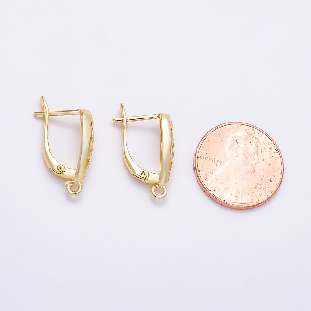 16K Gold Filled 21mm Vintage Filigree Leverback Earring Findings | Findings-00598 - Findings-00599