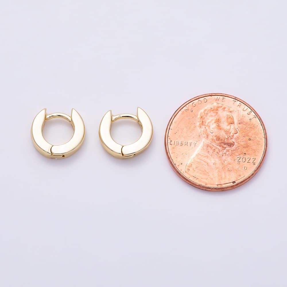 16K Gold Filled 10mm Micro Paved CZ Lined Cartilage Huggie Earrings | Earrings-01105