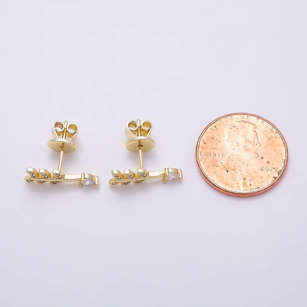 16K Gold Filled 15mm Cupid Arrow Love Heart Cut CZ Stud Earrings| Earrings-00974