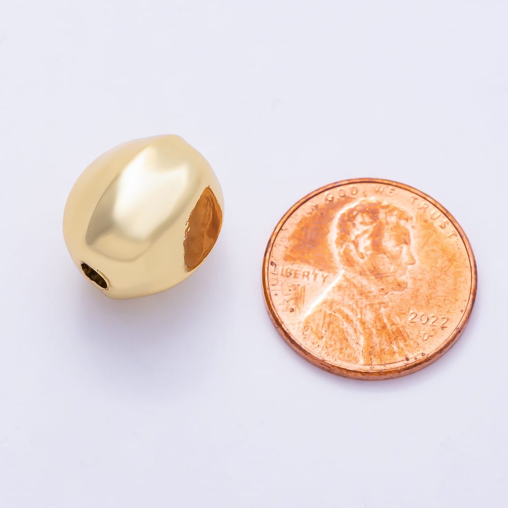 16K Gold Filled 14mm Smooth High Polish Olive Oval Spacer Bead | Beads-00581