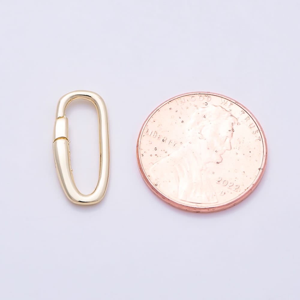 16K Gold Filled 18mm Minimalist Push Gate Oval Clasp Enhancer Closure Findings | Findings-00687