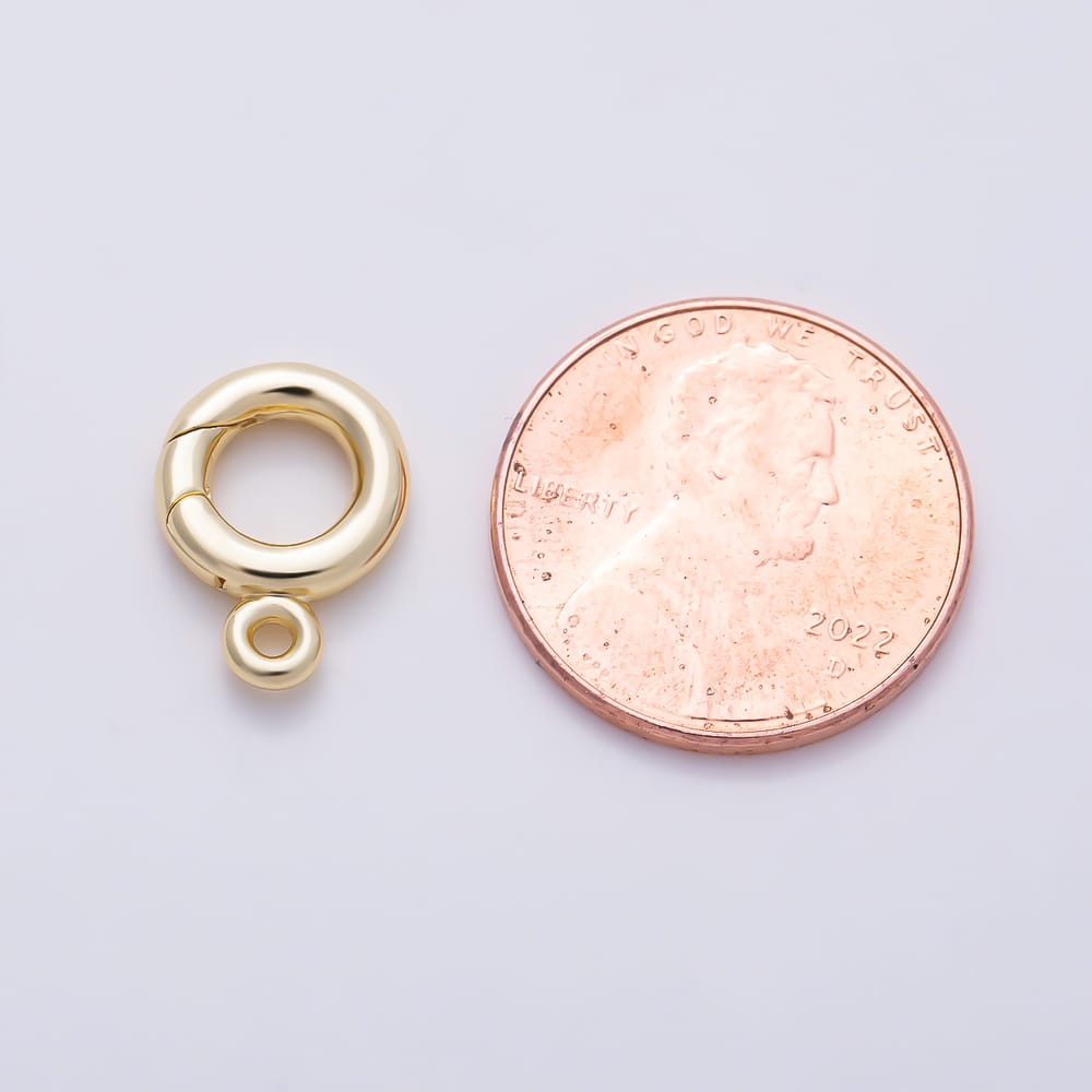 16K Gold Filled 14mm Round Minimalist Push Clasps Enhancer Closure Findings | Findings-00684