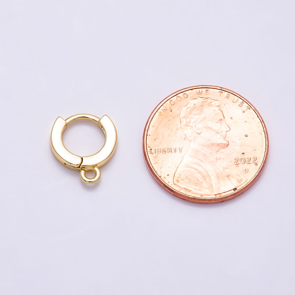 16K Gold Filled 11mm Hanging Loop Plain Huggie Hoop Earring Findings | Findings-00582