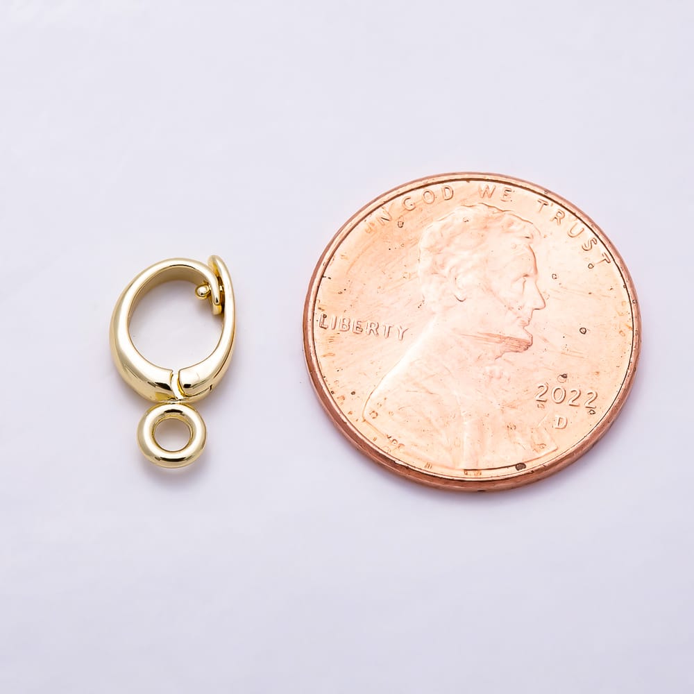 16K Gold Filled 13mm Minimalist Oval Loop Drop Snap Clasps Closure Enhancer Findings | Findings-00201