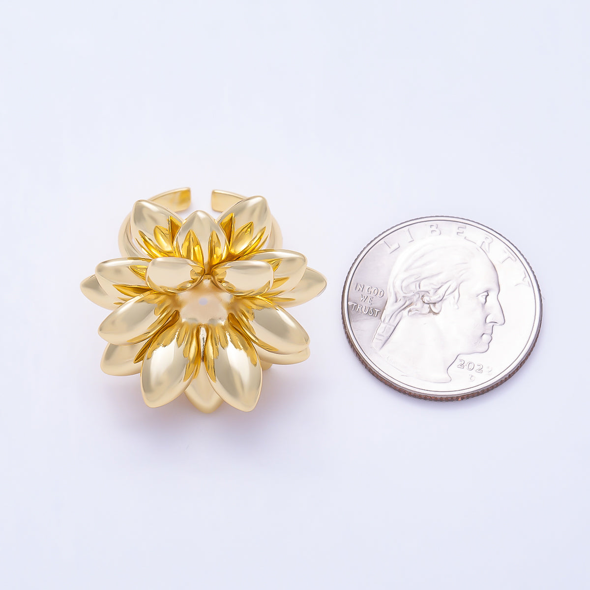 16K Gold Filled Minimalist Spiked Blooming Flower Ring | Rings-00306