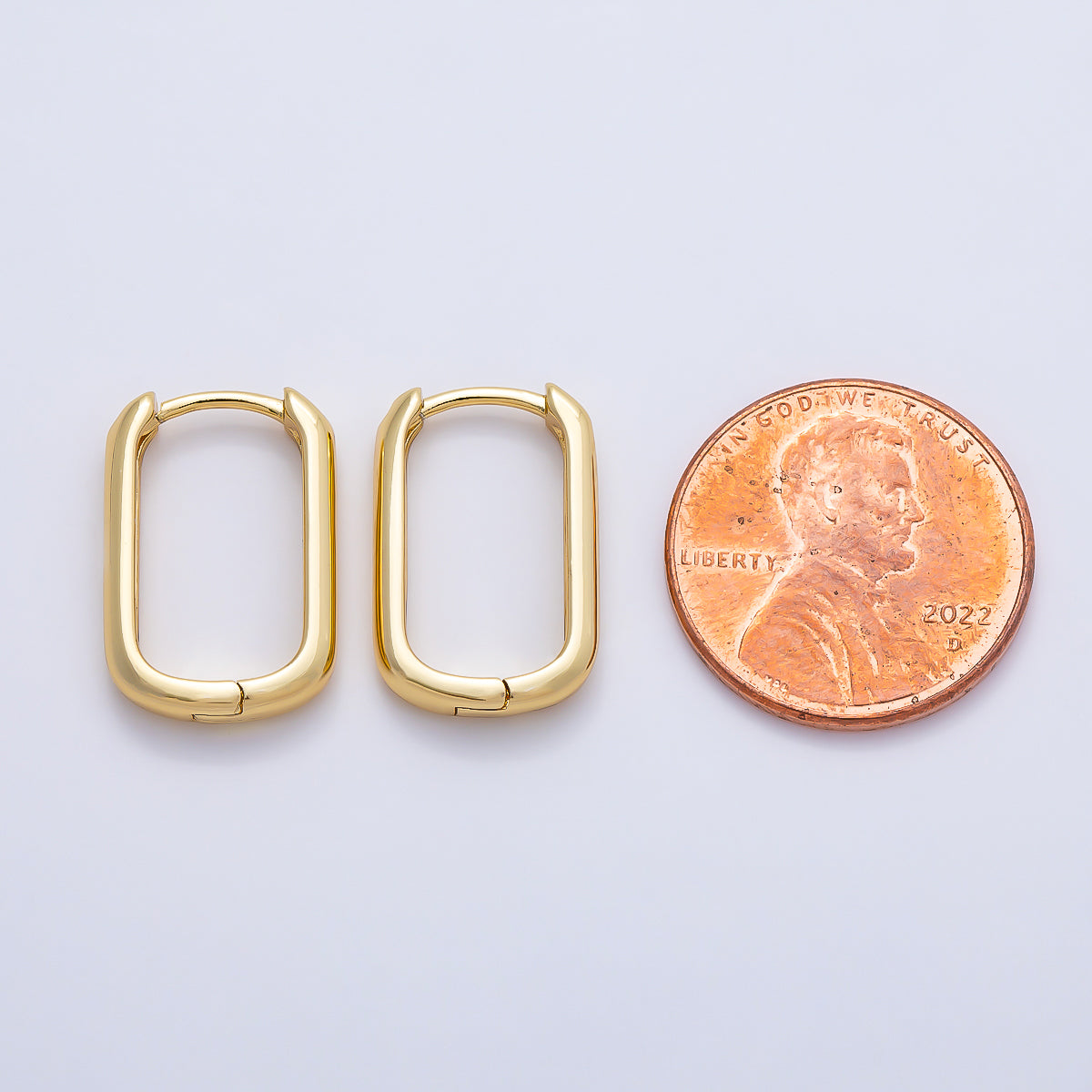 16K Gold Filled 18mm Minimalist Oblong Hoop | Earrings-00646