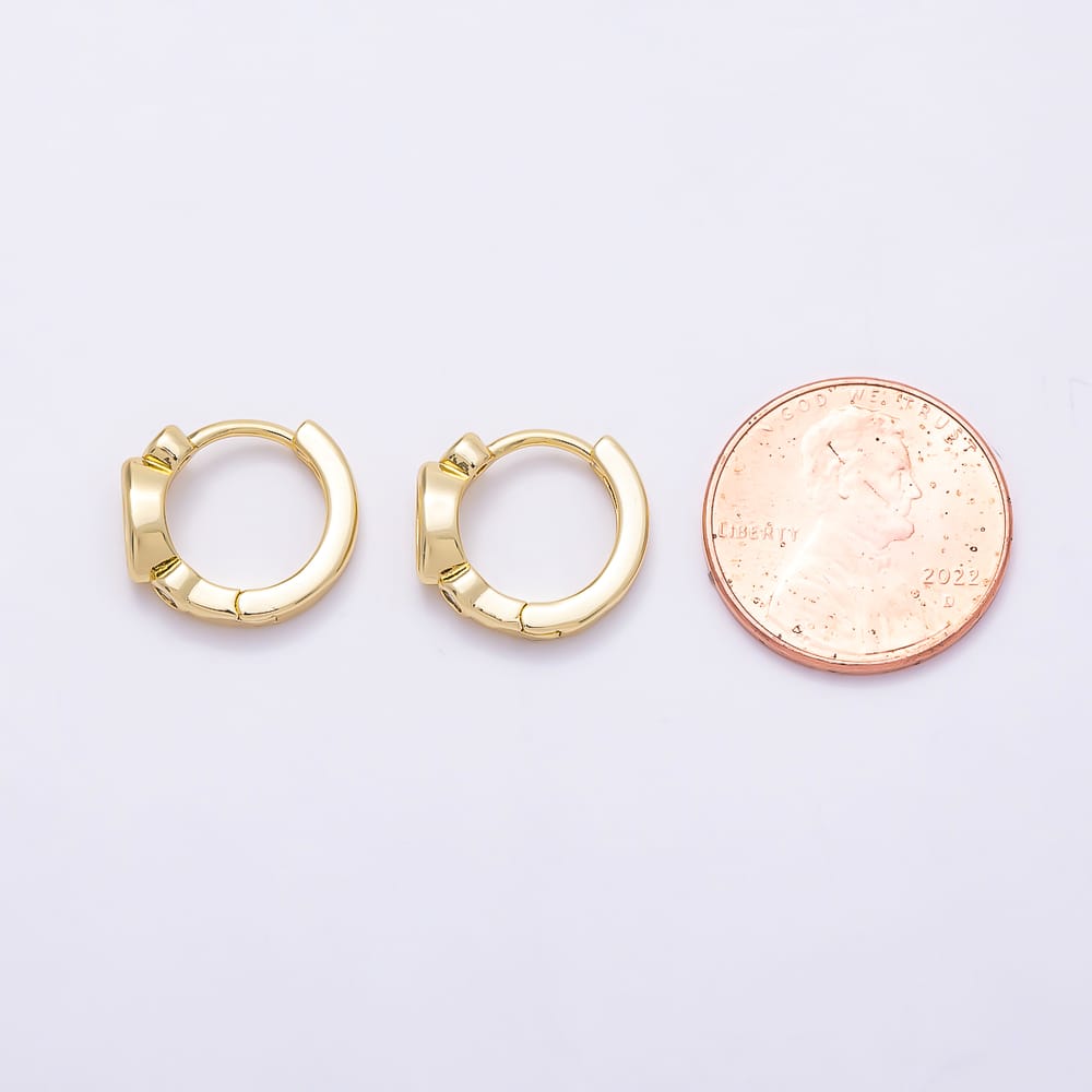 Dainty 16K Gold Filled 13mm Marquise CZ Huggie Hoop Earrings Gold & Silver | Earrings-01082
