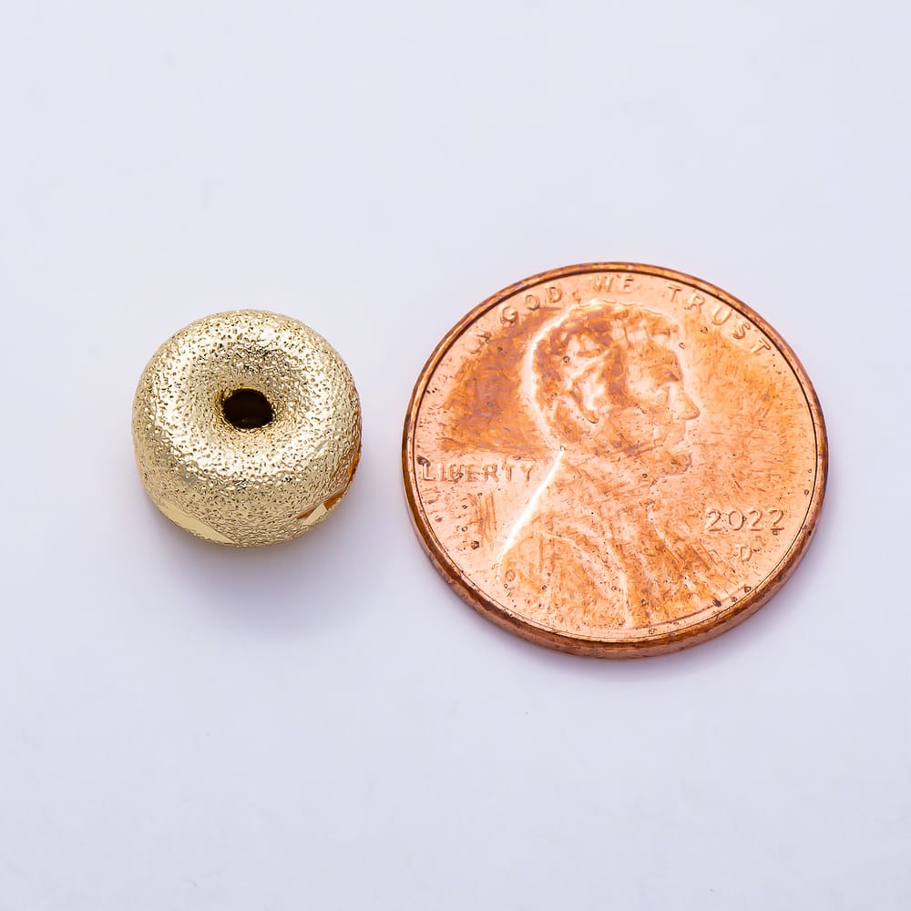 16K Gold Filled 10mm Diamond-Cut Star Engraved Donut Rondelle Spacer Bead | Beads-00582