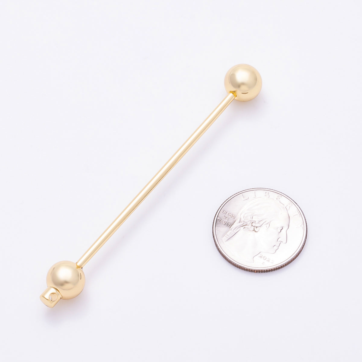 16K Gold Filled 86mm Minimalist Linear Bar Barbell in Gold & Silver | Findings-00496 Findings-00497