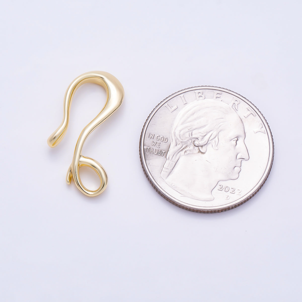 16K Gold Filled 24mm Sculptural Organic S-Hook Clasp | Findings-00557 - Findings-00558