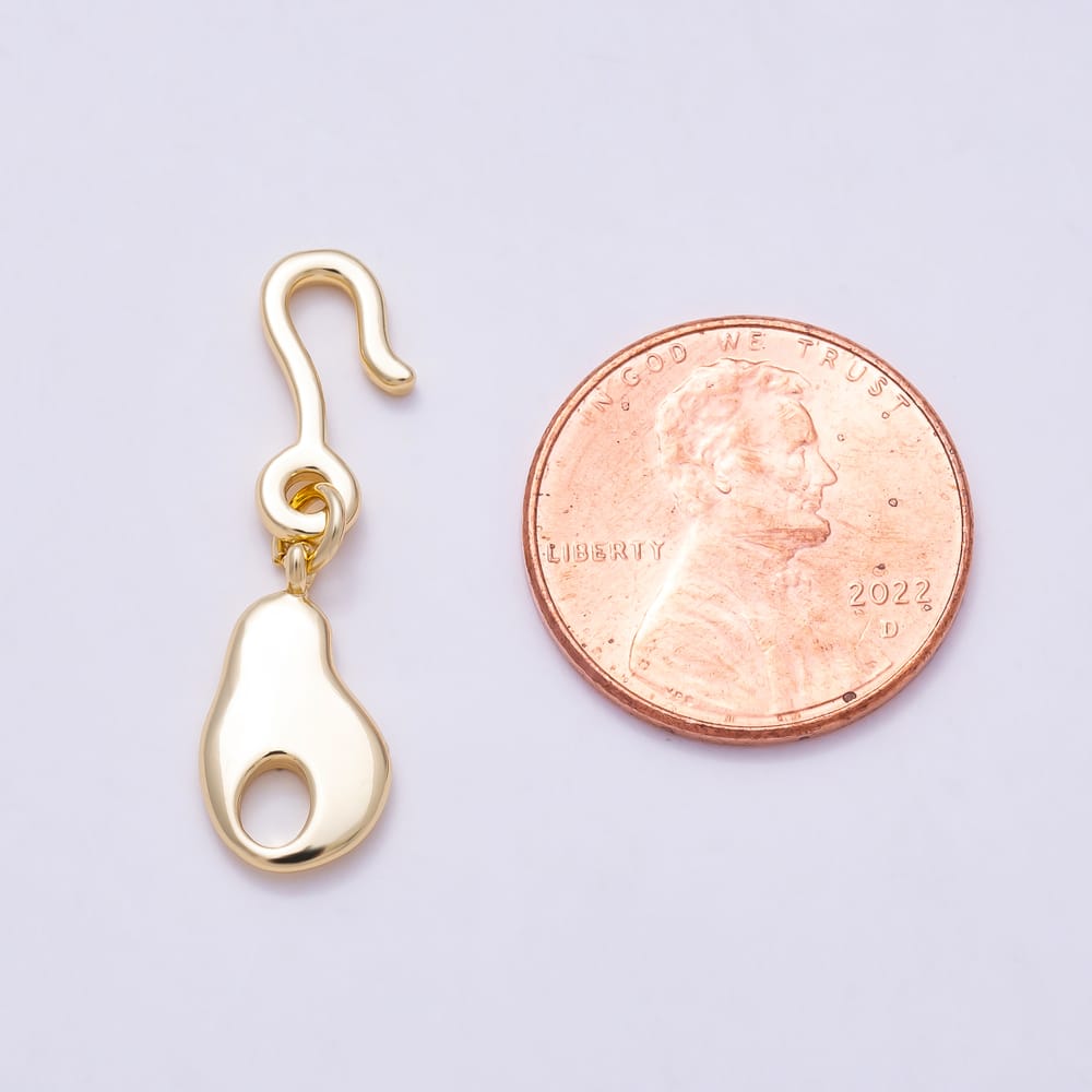 16K Gold Filled 15mm Minimalist Geometric Molten Hook Clasps Closure in Gold & Silver | Findings-00633 Findings-00634