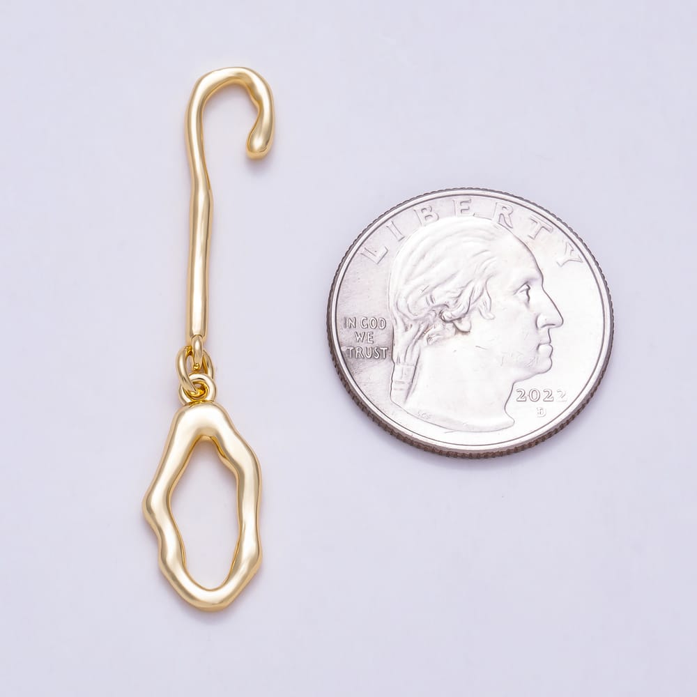 16K Gold Filled 28mm Irregular Hollow Ring Organic Wavy Ear Hook Findings | Findings-00631 - Findings-00632