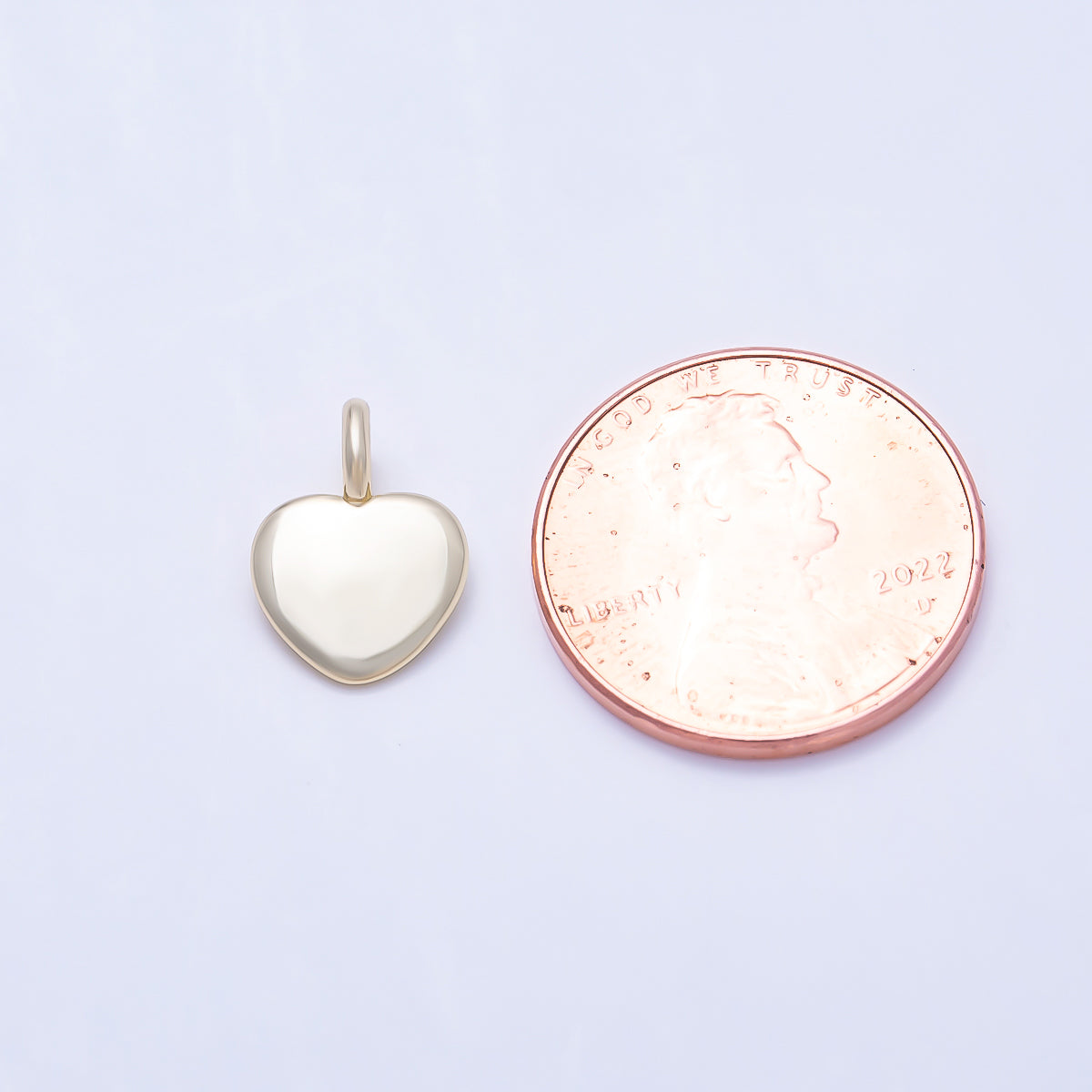 16K Gold Filled 12mm Minimalist Smooth Plain Puffy Heart Charm | Charms-01645