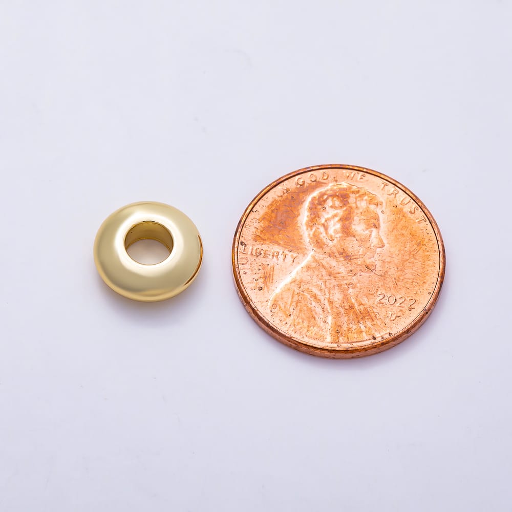 16K Gold Filled 10mm Wide Smooth Doughnut Rondelle Bead | Beads-00585