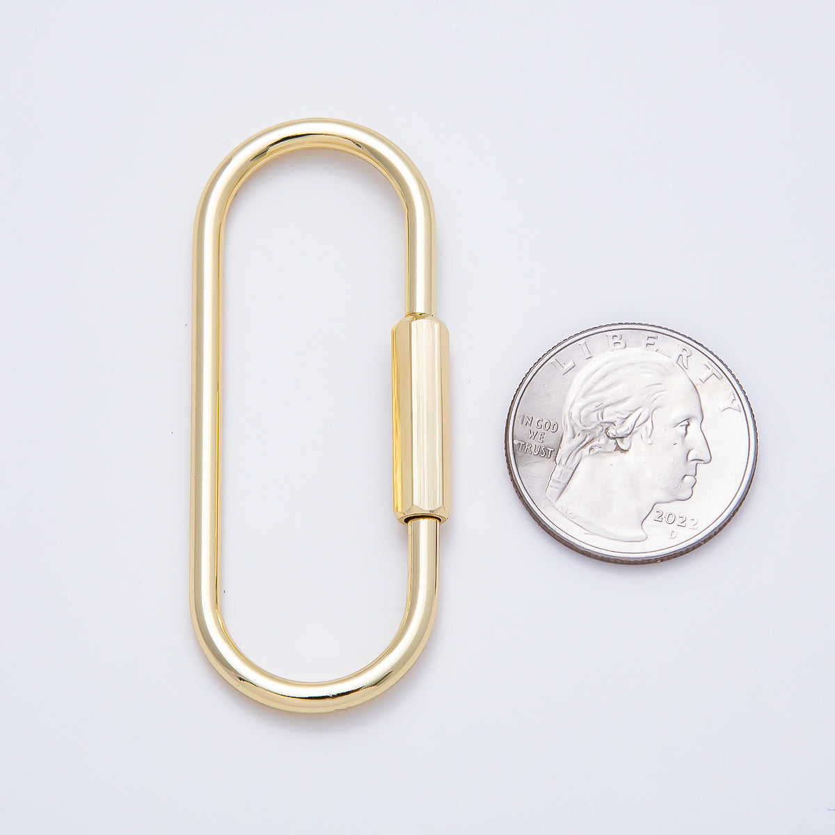16K Gold Filled 60mm Minimalist Oblong Carabiner Enhancer Bag Charm Keychain Findings | Findings-00482