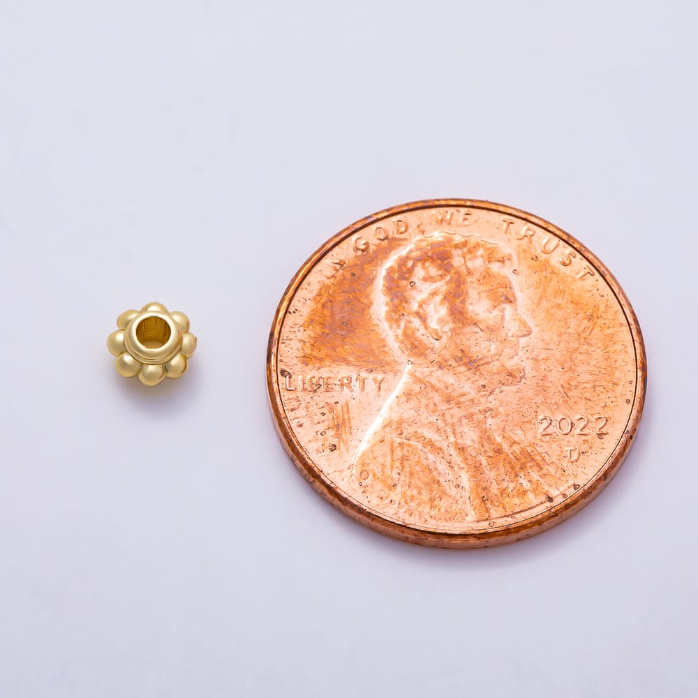 16K Gold Filled 4mm Flower Petal Beaded Rondelle Spacer Bead | Beads-00587