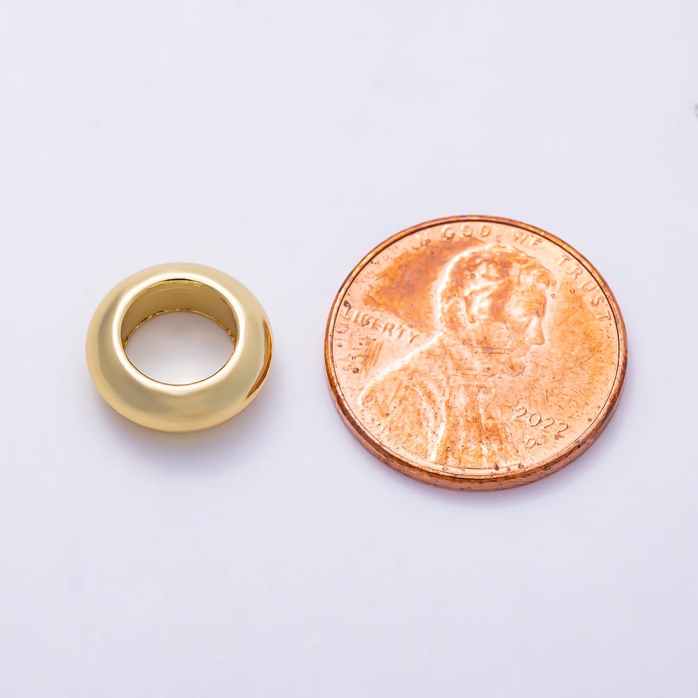 16K Gold Filled 12mm Puffed Doughnut Spacer Rondelle Bead | Beads-00584