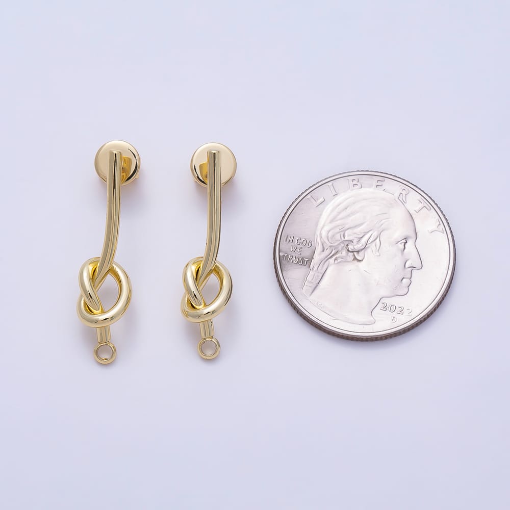 16K Gold Filled 27mm Knot Knot Loop Drop Stud Earring Findings in Gold & Silver | Findings-00623 Findings-00624