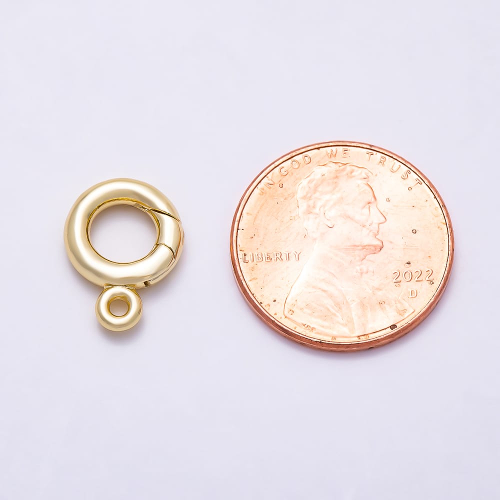16K Gold Filled 14mm Minimalist Push Gate Round Spring Closure Findings | Findings-00685