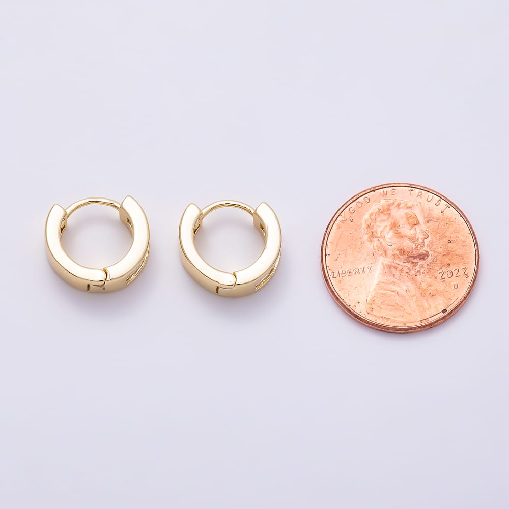 16K Gold Filled 12mm Baguette Square CZ Cartilage Huggie Earrings | Earrings-01106