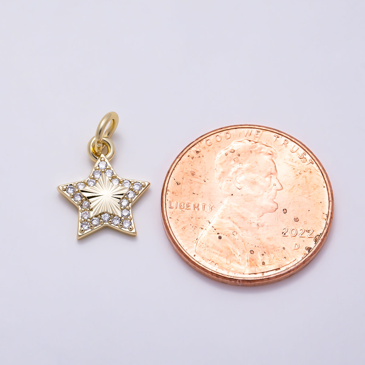16K Gold Filled 12mm Micro Paved CZ Sunburst Celestial Star Charm | Charms-01609