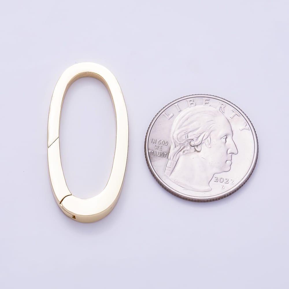 16K Gold Filled 35mm Minimalist Push Gate Oval Clasp Findings | Findings-00618